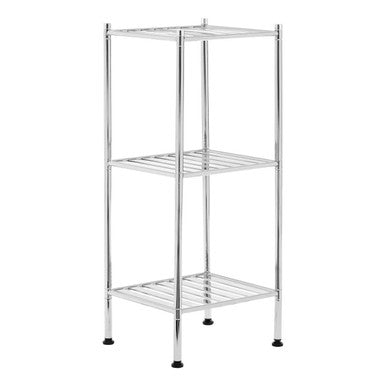 Micah 3 Tier Chrome Shelf Unit With Rubber Feet