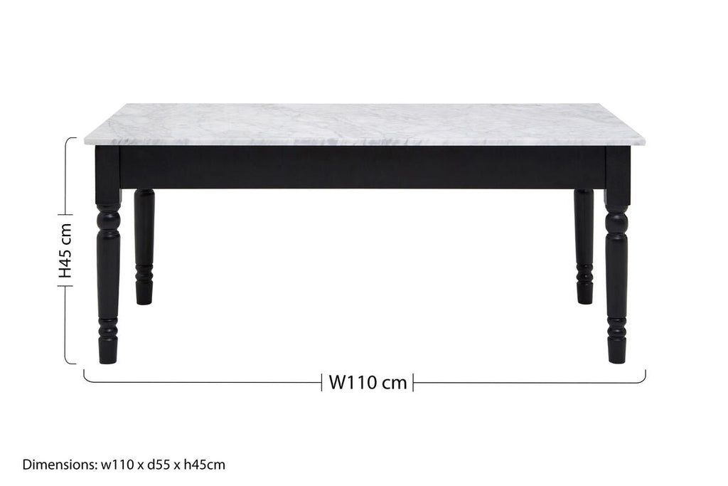 Henley White Marble & Black Frame Coffee Table