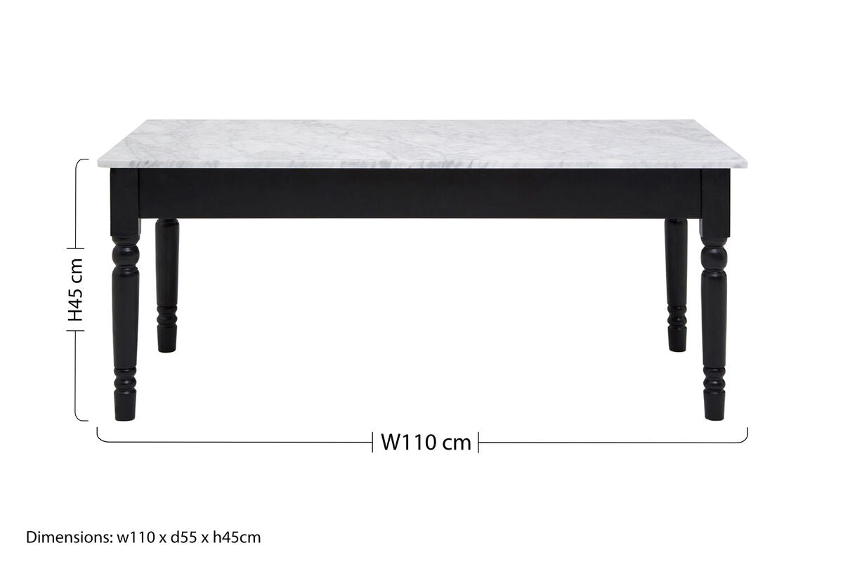 Henley White Marble & Black Frame Coffee Table