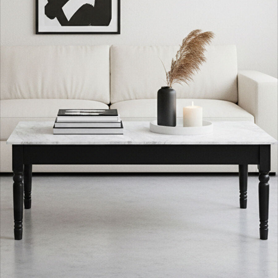 Henley White Marble & Black Frame Coffee Table