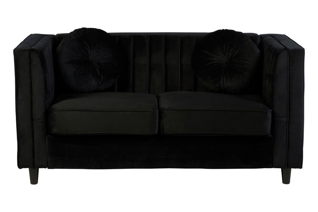 2 Seat Black Velvet Sofa, Farah