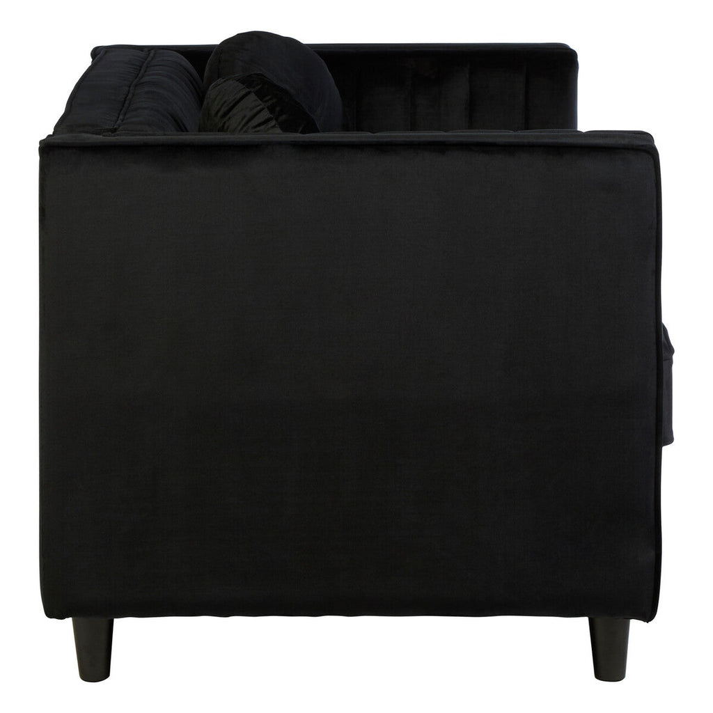 2 Seat Black Velvet Sofa, Farah