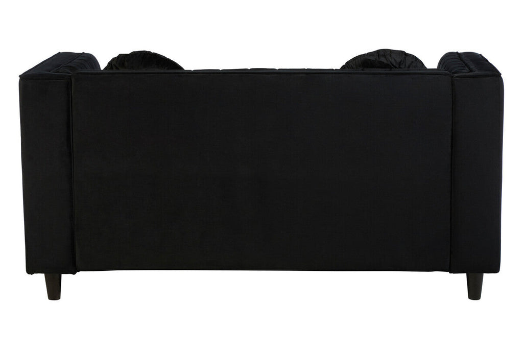 2 Seat Black Velvet Sofa, Farah