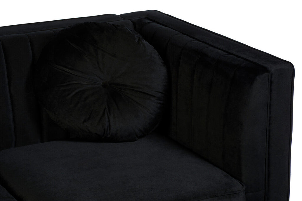 2 Seat Black Velvet Sofa, Farah