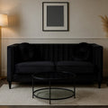 2 Seat Black Velvet Sofa, Farah