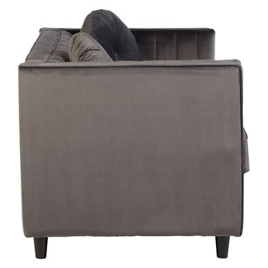 2 Seat Grey Velvet Sofa, Farah