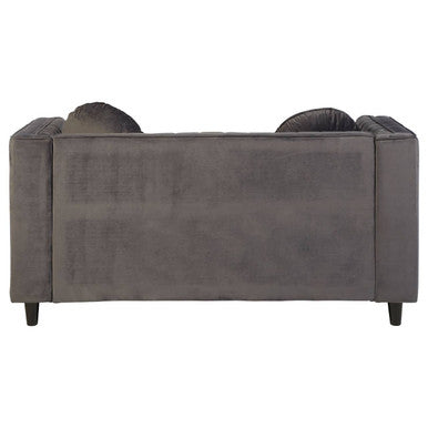 2 Seat Grey Velvet Sofa, Farah