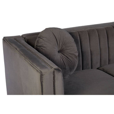 2 Seat Grey Velvet Sofa, Farah