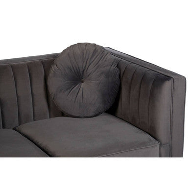 2 Seat Grey Velvet Sofa, Farah