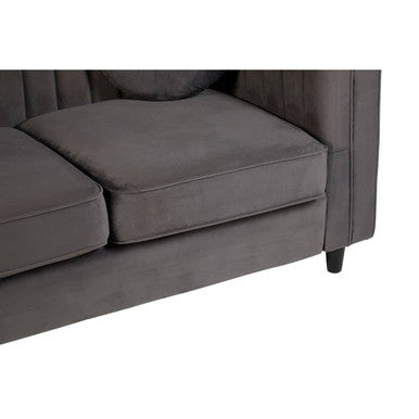 2 Seat Grey Velvet Sofa, Farah