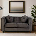 2 Seat Grey Velvet Sofa, Farah