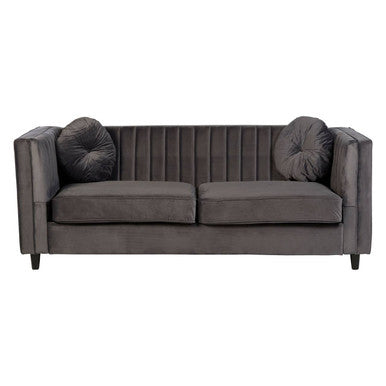 3 Seat Grey Velvet Sofa, Farah
