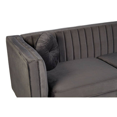 3 Seat Grey Velvet Sofa, Farah