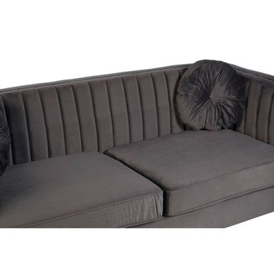 3 Seat Grey Velvet Sofa, Farah