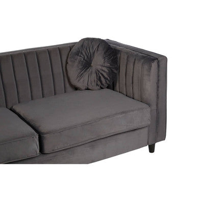 3 Seat Grey Velvet Sofa, Farah