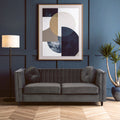 3 Seat Grey Velvet Sofa, Farah