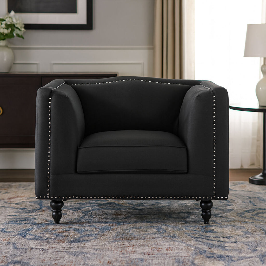 Feya Black Fabric Chair With Stud Detail