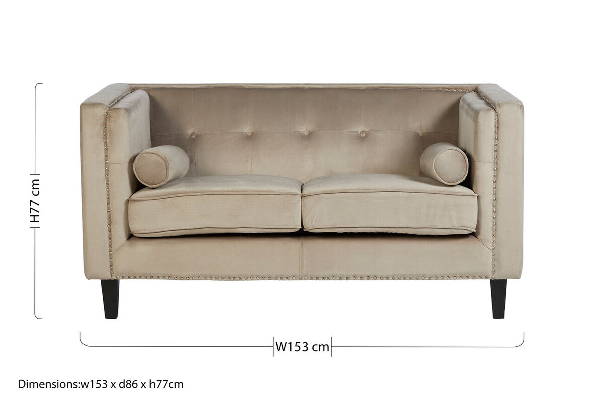 2 Seat Mink Velvet Sofa, Felisa