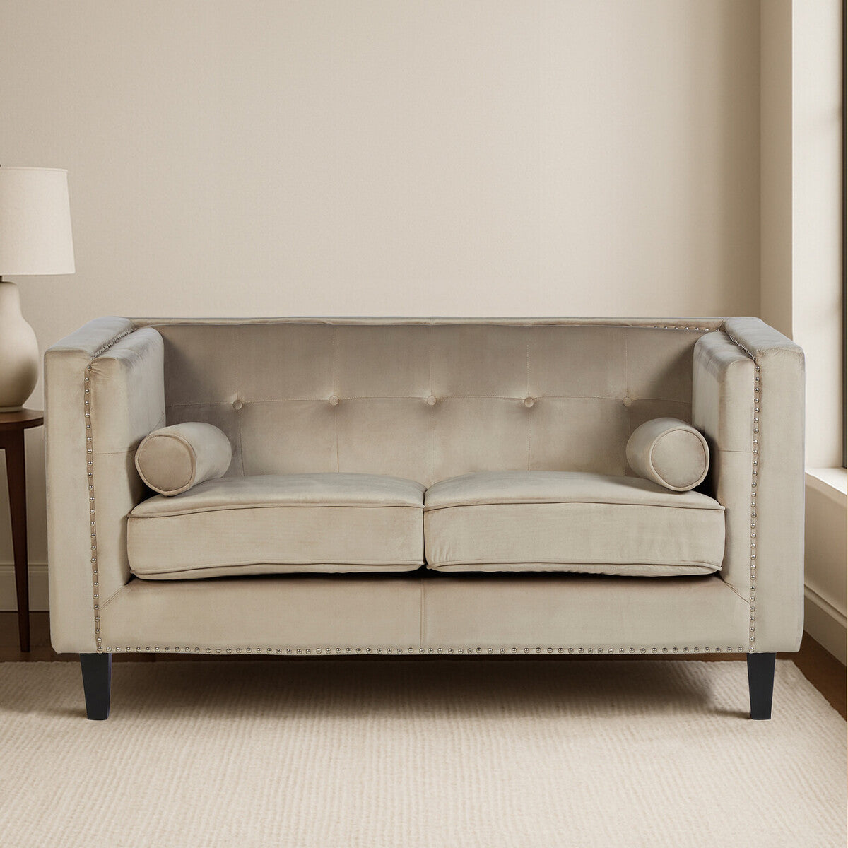 2 Seat Mink Velvet Sofa, Felisa
