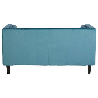 2 Seat Teal Blue Velvet Sofa, Felisa