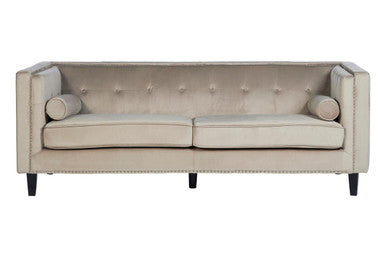 3 Seat Mink Velvet Sofa, Felisa
