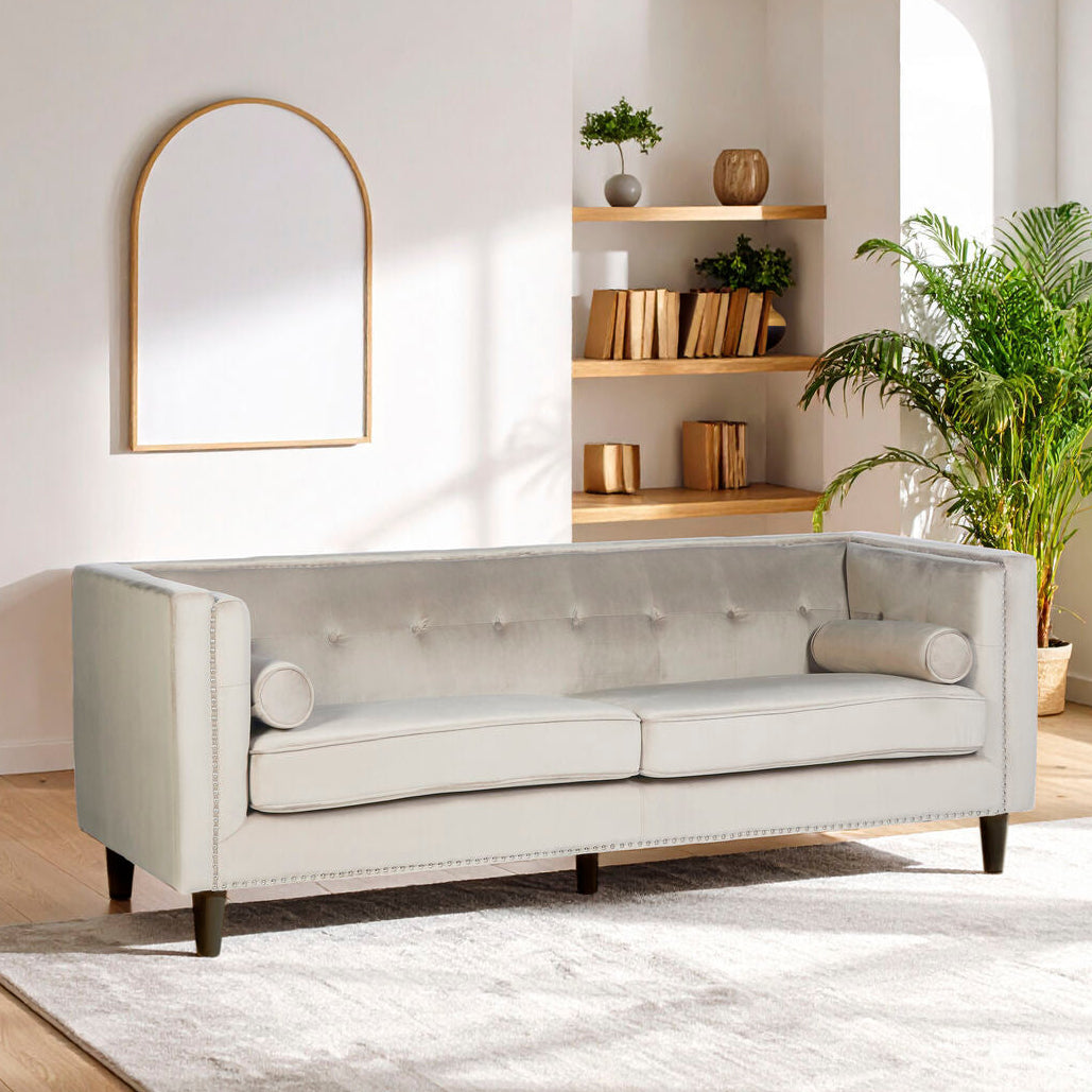3 Seat Mink Velvet Sofa, Felisa