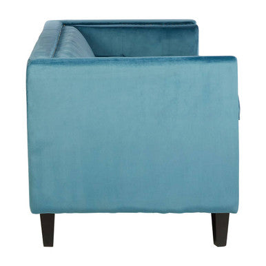 3 Seat Teal Blue Velvet Sofa, Felisa