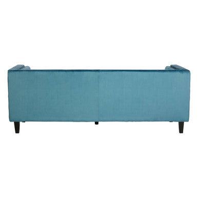 3 Seat Teal Blue Velvet Sofa, Felisa