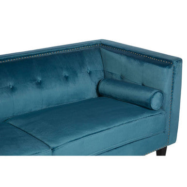 3 Seat Teal Blue Velvet Sofa, Felisa