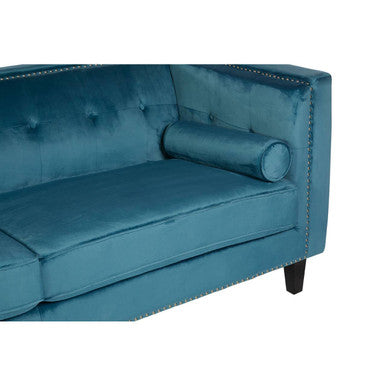 3 Seat Teal Blue Velvet Sofa, Felisa