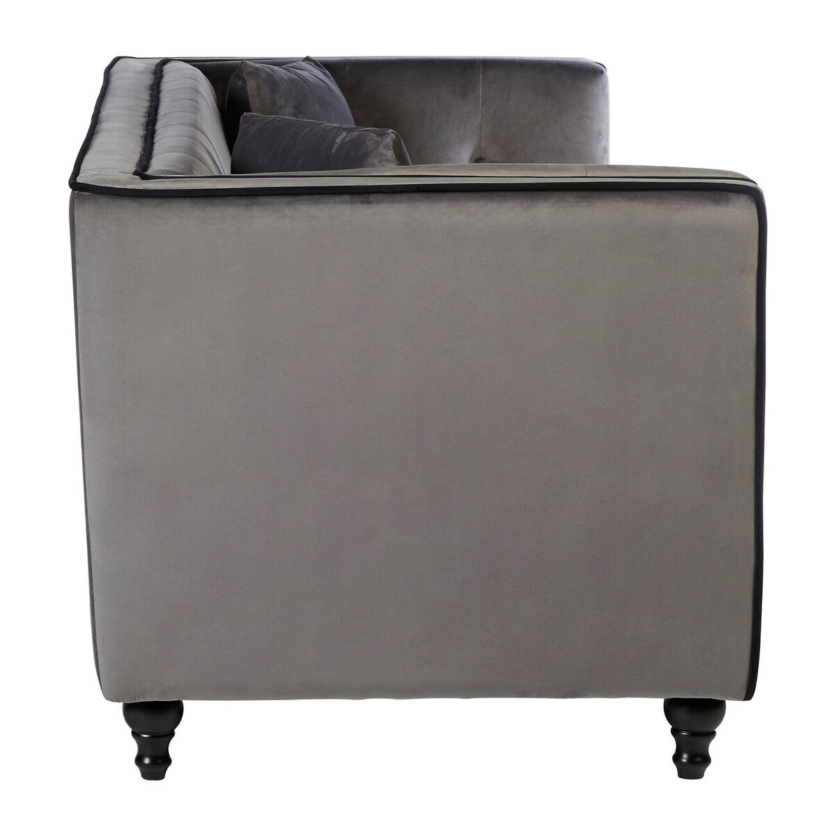 3 Seat Grey Velvet Sofa, Ferris