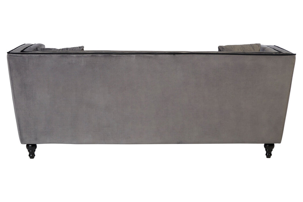 3 Seat Grey Velvet Sofa, Ferris