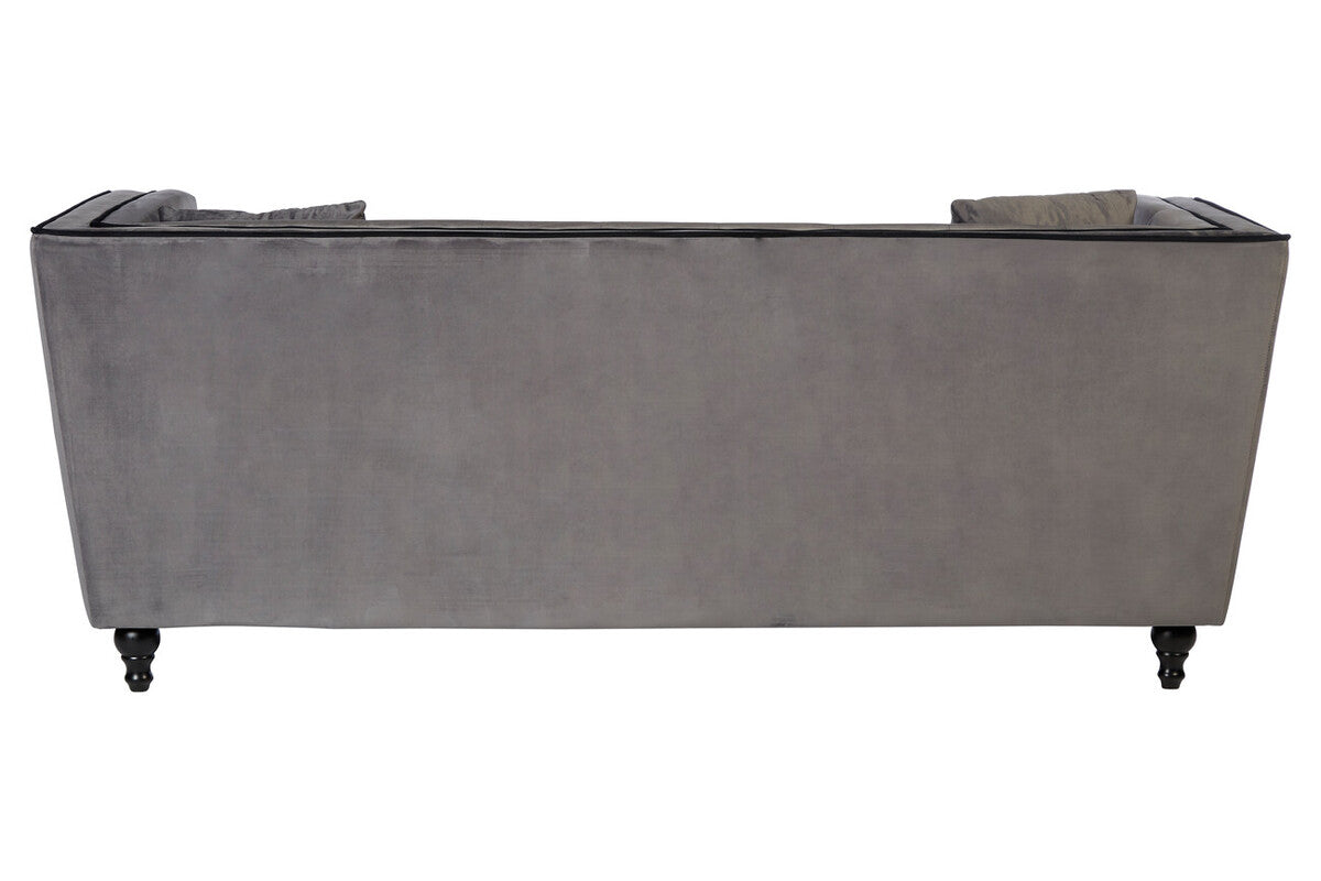 3 Seat Grey Velvet Sofa, Ferris