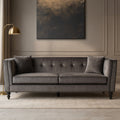 3 Seat Grey Velvet Sofa, Ferris