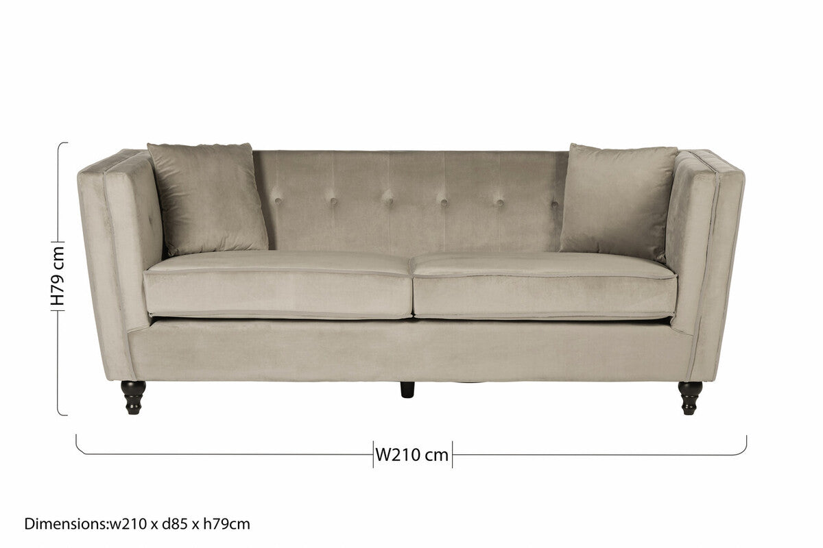 3 Seat Mink Velvet Sofa, Ferris