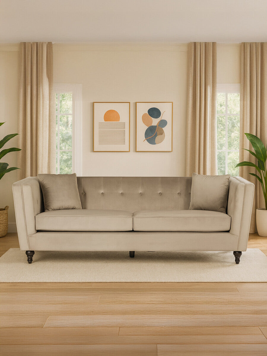 3 Seat Mink Velvet Sofa, Ferris