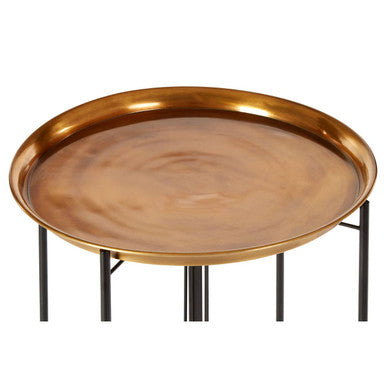Large Brass Tray Top & Black Metal Base Side Table, Hege