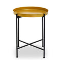 Small Brass Tray Top & Black Metal Base Side Table, Hege