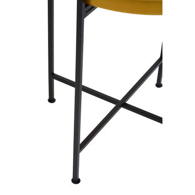 Small Brass Tray Top & Black Metal Base Side Table, Hege