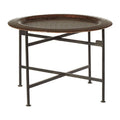 Crocodile Texture Copper Top Round Side Table With Black Metal Base, Hege