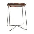 Crocodile Texture Copper Top & Black Metal Base Round Side Table, Hege