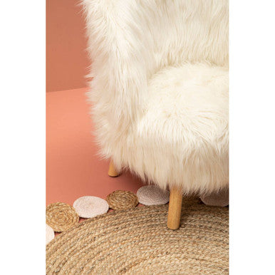 Kids White Fur Chair