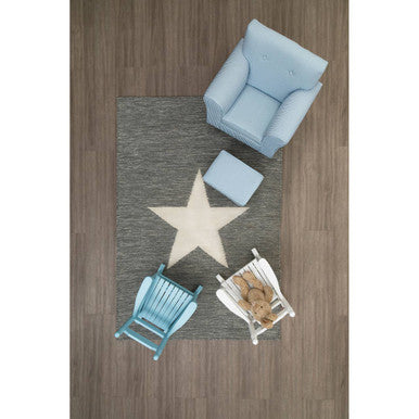 Kids Blue & White Stripe Rocking Chair With Footstool