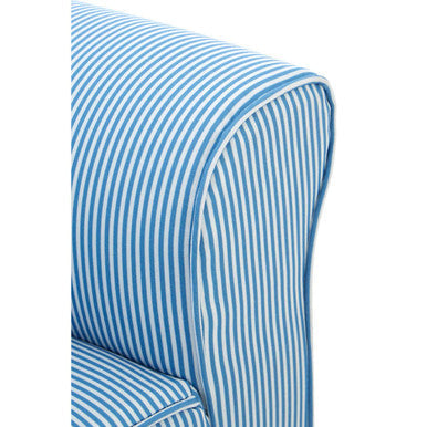 Kids Blue & White Stripe Rocking Chair With Footstool