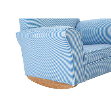 Kids Blue & White Stripe Rocking Chair With Footstool