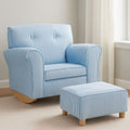 Kids Blue & White Stripe Rocking Chair With Footstool