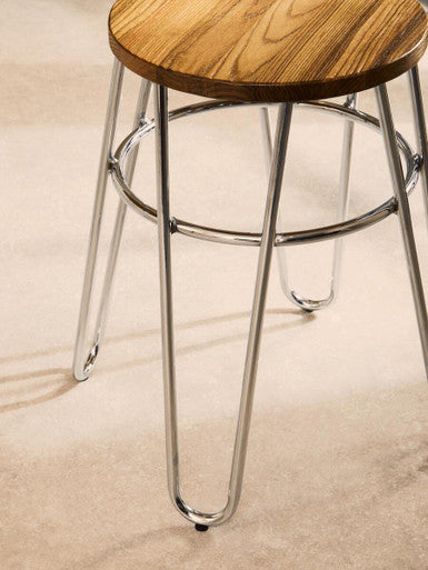 District Hairpin Legs Stool With Wood Top