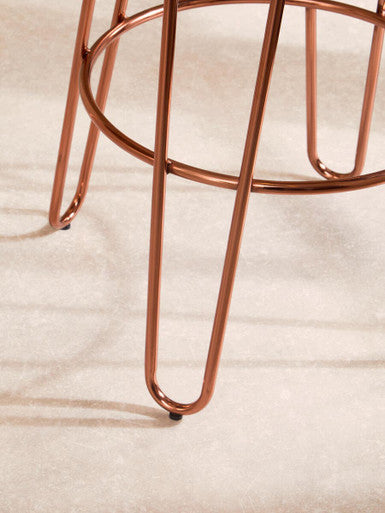 District Rose Gold Wooden Top Bar Stool With Metal Legs