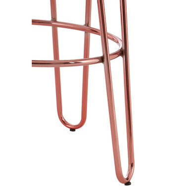 District Rose Gold Wooden Top Bar Stool With Metal Legs