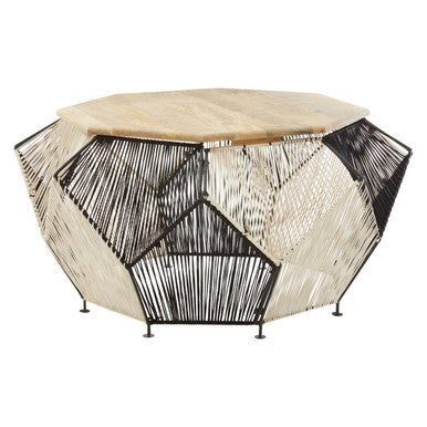 Fusion Black & Silver Woven Hexagon Coffee Table